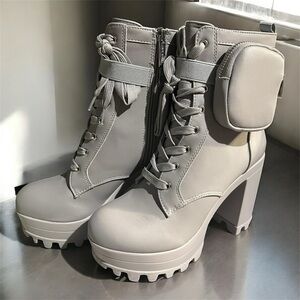 New Stylish Gray Women's Boots with Pocket never worn bought wrong size